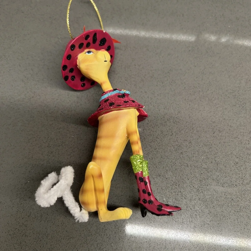 Cat Ornament Shoes Figure Sassy Crazy Cat Lady Hat Christmas Rare HTF Cute